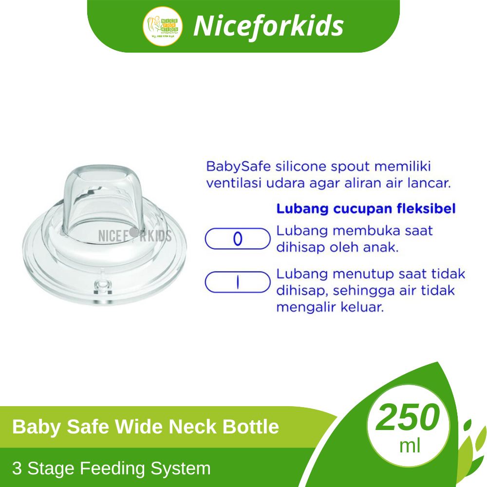 Baby Safe Bottle Wide Neck 3 Stage 250ml (WN30) / Botol Minum Susu Bayi