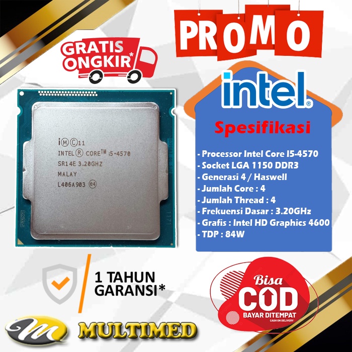 Processor Untuk LGA 1150 Core i5 4570 3,20Ghz Hasswell / generasi 4