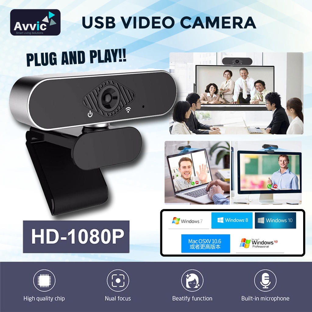 Webcam Camera Laptop PC 1080P Full HD USB Video Camera Webcast Live Broadcast Video Meeting