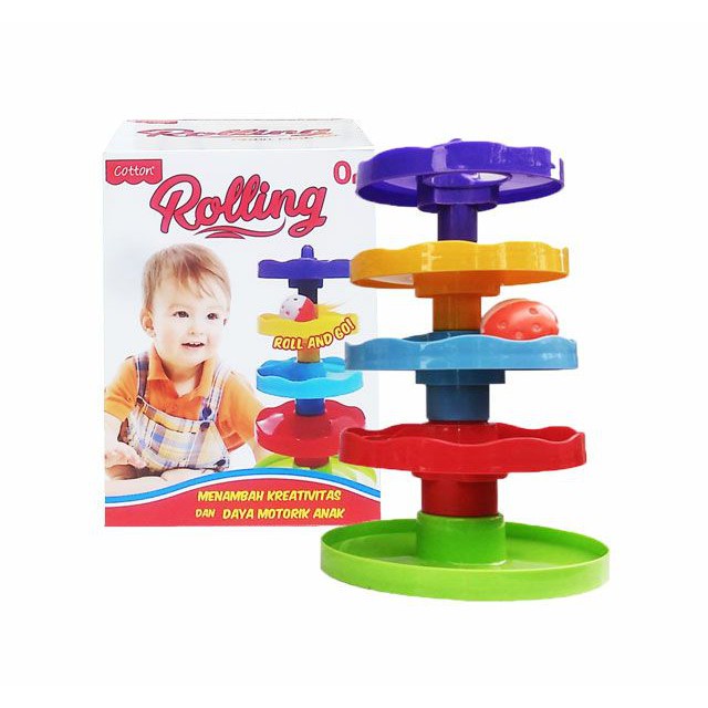 FUN DOH Rolling On Go Y1  Mainan Edukasi PAUD Mainan Anak Balita Mainan Bola Bayi 5 Susun - Cotton Rolling