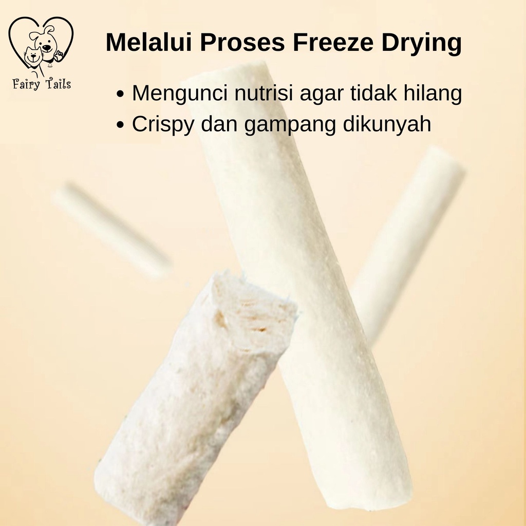 Dental Milk Stick Untuk Anjing Suplemen Bahan Susu Kambing dan Daging Ayam Segar Melalui Proses Emulsifikasi Cemilan Snack Sehat / Myfoodie Freeze Dried Dental Stick For Dog