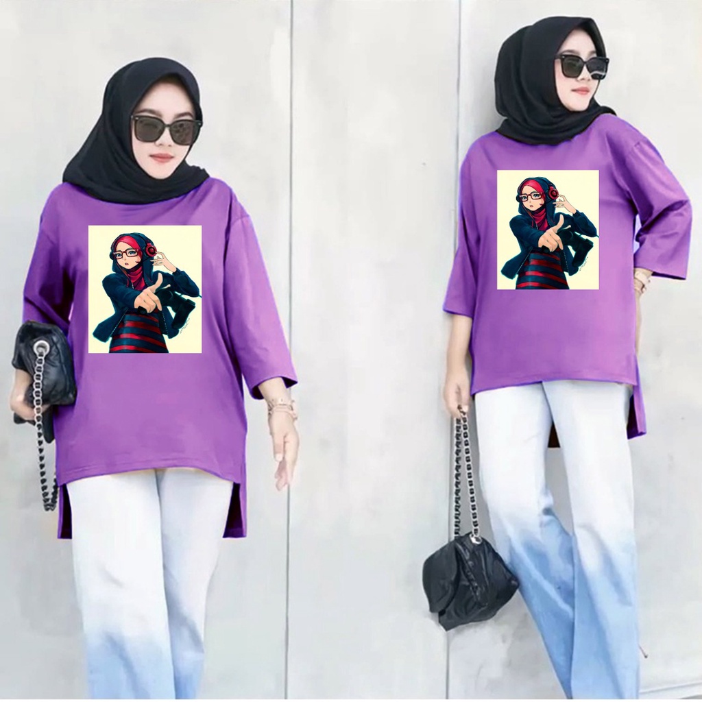 GSC - Tunik basic wanita hijab's / Long tunik ANIME 014 / Tunik wanita dewasa / tunik jumbo motif