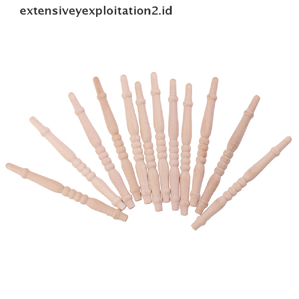 12pcs / lot Miniatur Tangga Kayu Skala 1: 12 Untuk Aksesoris Rumah Boneka