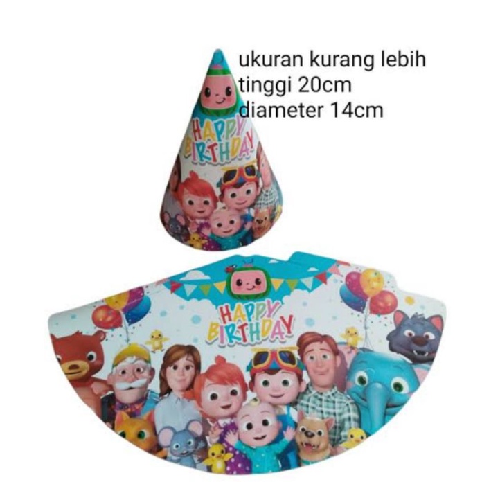 Jual Topi Kerucut Ulang Tahun Ultah Anak Coco Melon Shopee