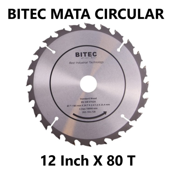 BITEC MATA GERGAJI POTONG KAYU 12" X 80T CIRCULAR SAW BLADE WOOD