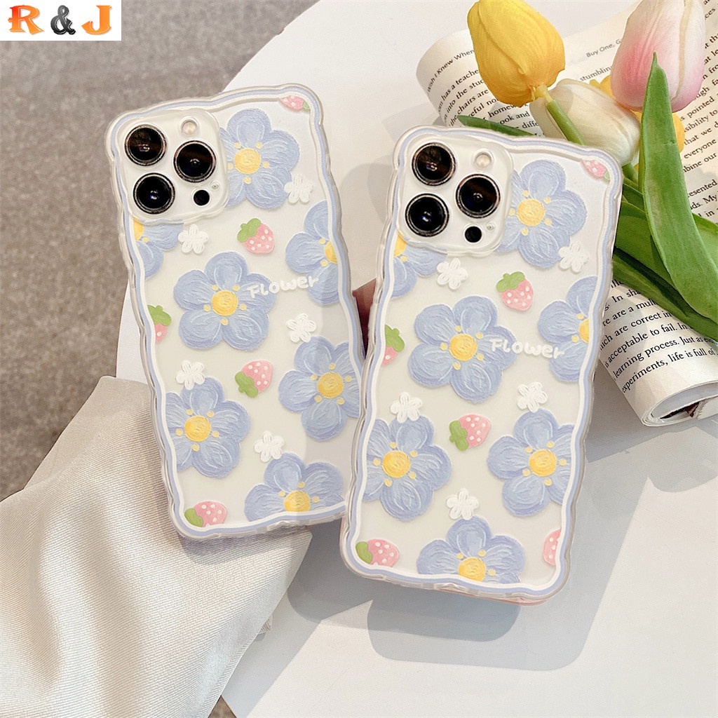 Soft Case Pola Lukisan Minyak Bunga Strawberry Untuk iPhone 14 Pro MAX 11 12 13 Pro MAX 7 8 Plus XR XS MAX 6 6S Plus SE 2020