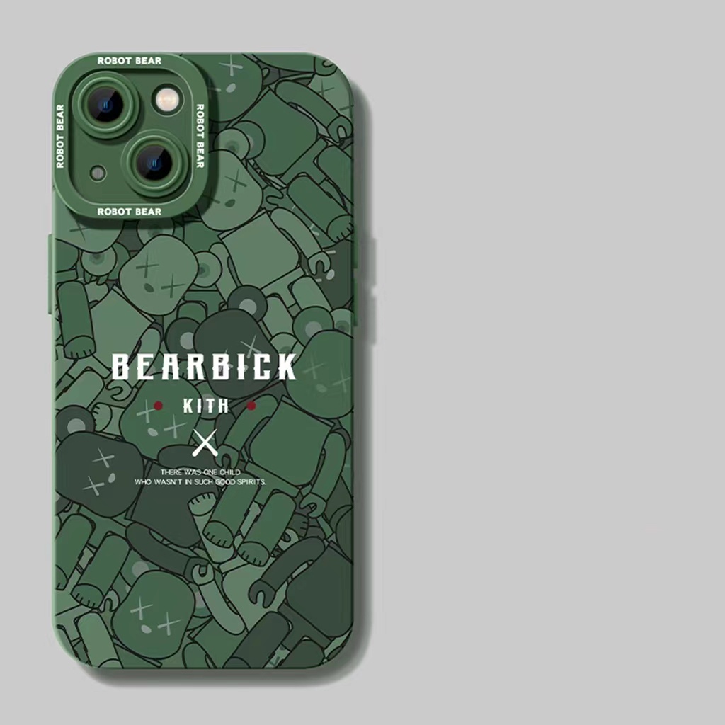 Ins Casing iPhone 14 14pro 14Plus 14prm 13 13pro 13prm 11 7Plus 8Plus Xr XS 12pro Max Motif Beruang Hijau Biru