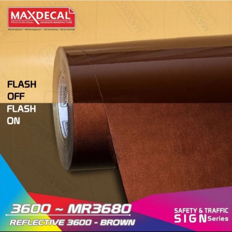 STICKER MAXDECAL REFLECTIVE BROWN / Coklat Cokelat 3600 MR3680 Meteran