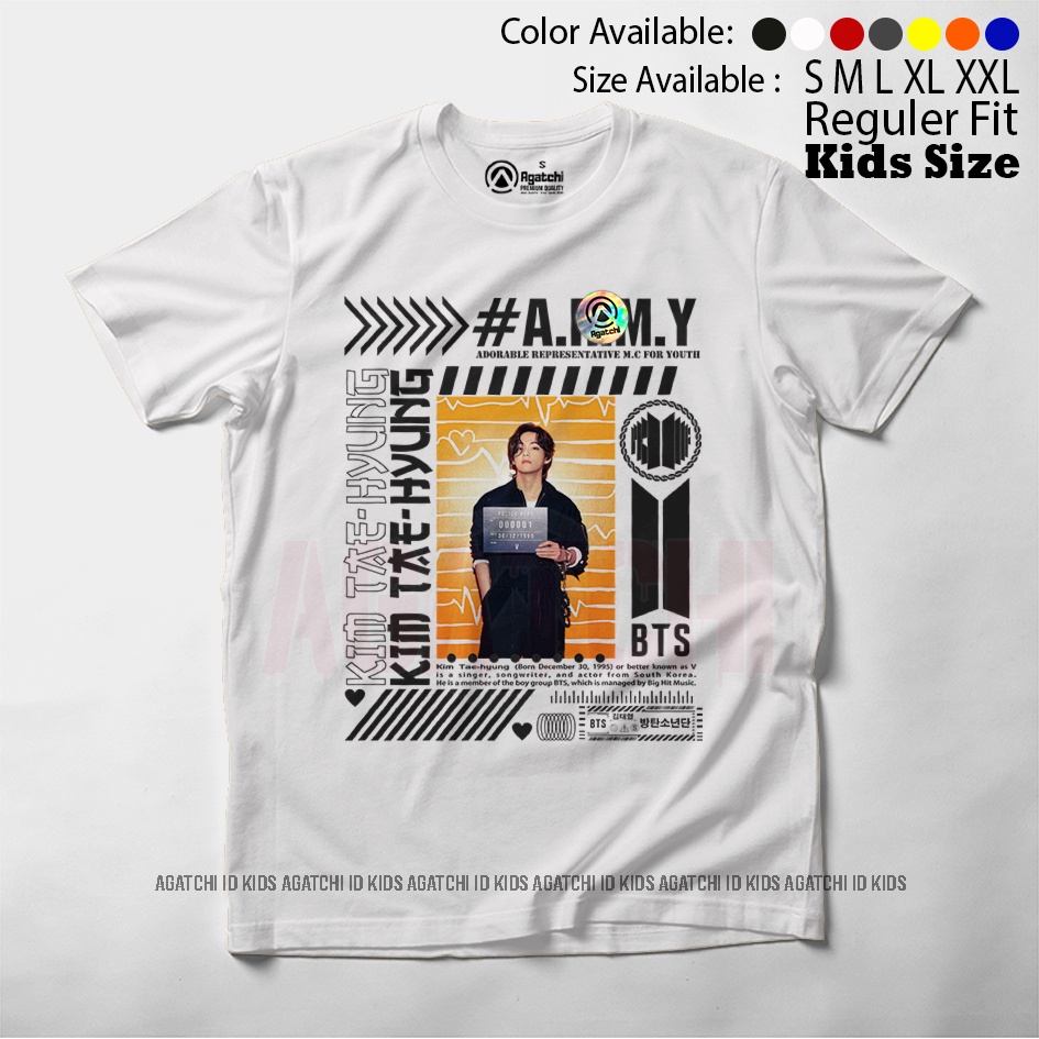 Baju Kaos Atasan Anak Perempuan Motif BTS Kim Tae - Hyung / V