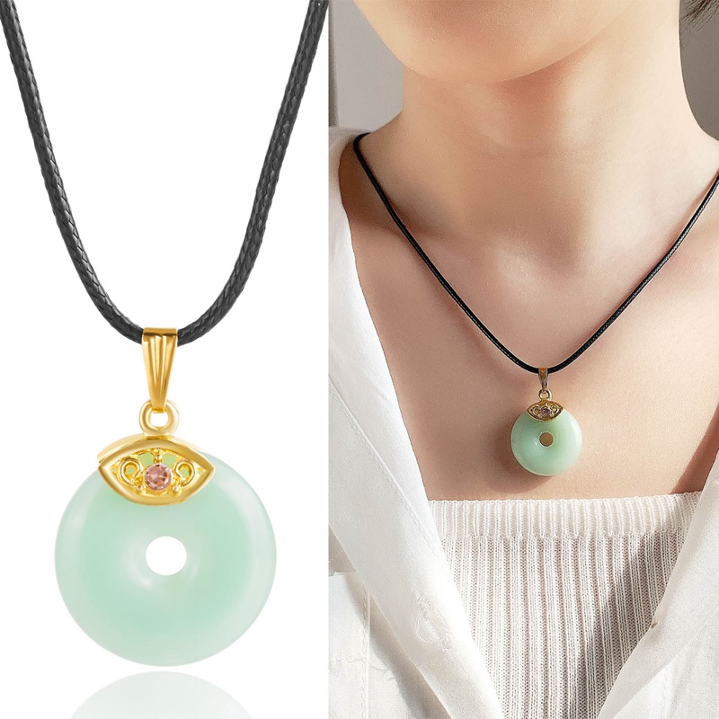 Fancyqube Kalung Liontin Giok Hetian Bahan 925 Silver Gaya China Untuk Hadiah