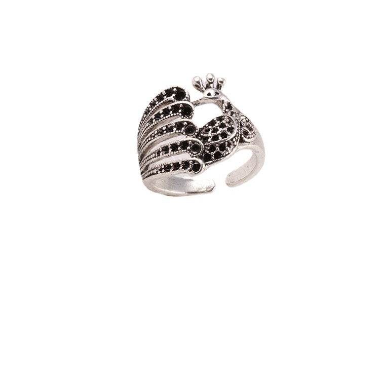 Cincin Rajut Wol Desain Burung Merak Gaya Etnik Vintage Untuk Wanita