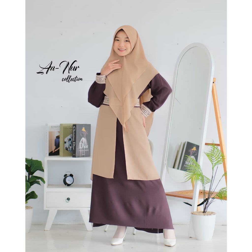 GAMIS SET KHIMAR NAUREEN ANNUR ITYCREPE MIX CERUTY BABYDOLL LAYER STYLE HITS OOTD HARI RAYA LEBARAN SYARI KELUARAN TERBARU