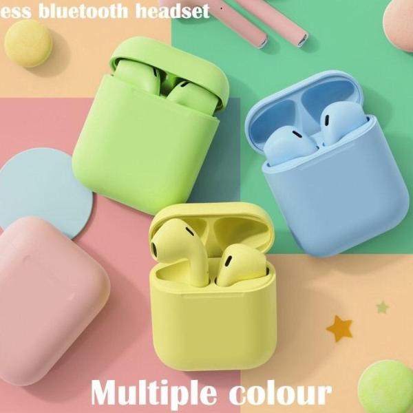 i12 Earphones Bluetooth 5.0 Earphone Matte Macaron Earbuds TWS Wireles - Hitam