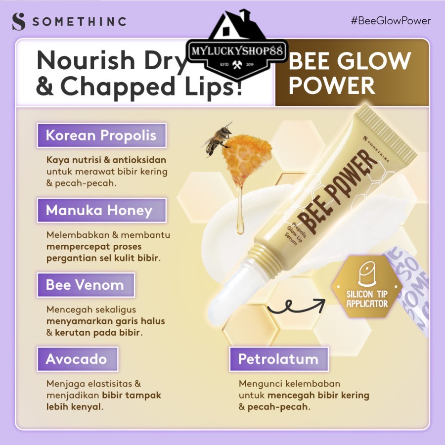 Somethinc Bee Power Propolis Glow Lip Serum Bibir Kering Honey Madu