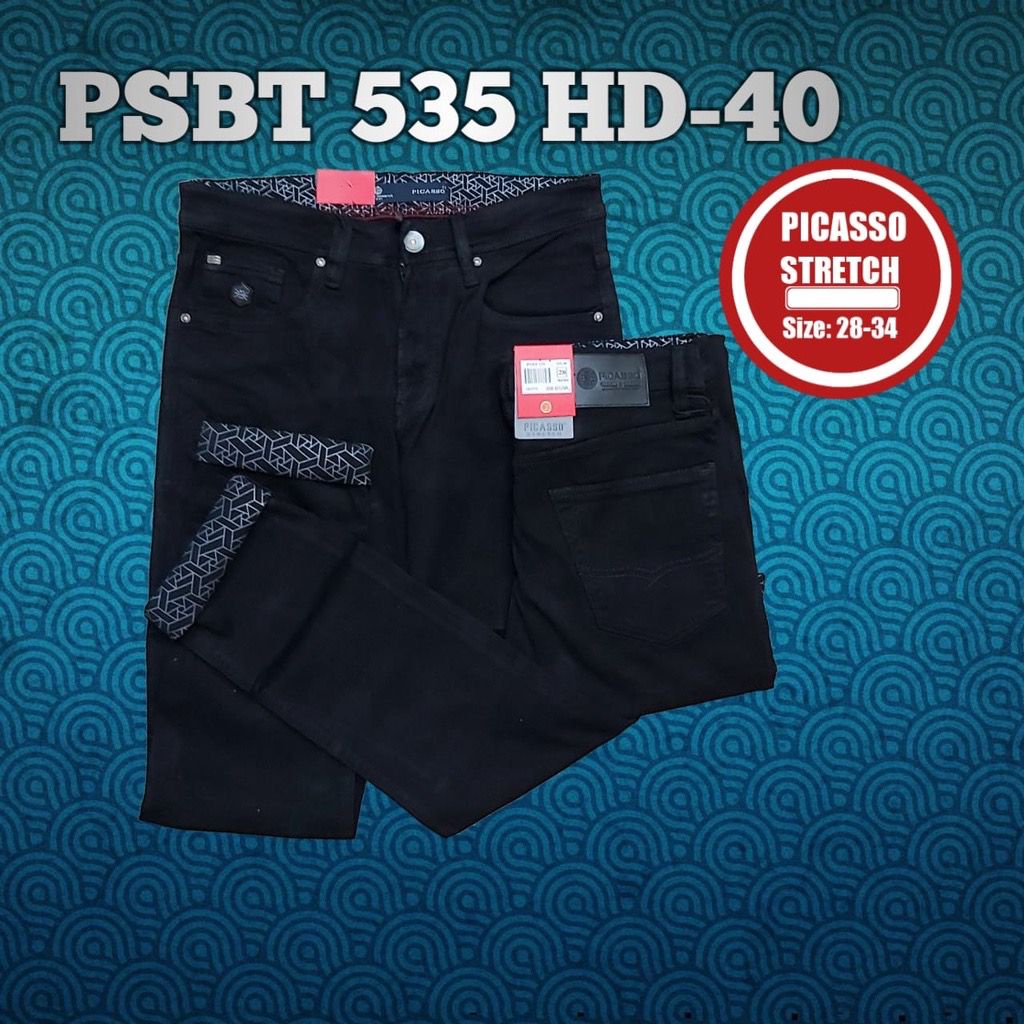 PICASSO JEANS STRETCH HITAM SLIM FIT PANJANG PRIA CELANA JEANS PICASSO STRIT HITAM PANJANG CELANA HITAM KARET PANJANG CELANA JEANS HITAM BAHAN MELAR