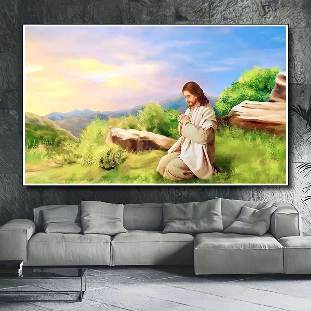 Hiasan Dinding Poster Gambar Tuhan Yesus  Xtra Jumbo Besar Best seller Ukuran 100x70cm 150x100cm 200
