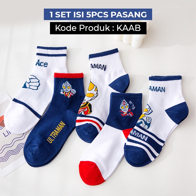 Kaos Kaki Anak Laki-Laki Karakter Superhero Keren 1 Set 5 Pasang Fashion Anak KAAB