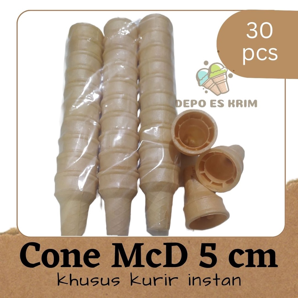 Cone McD 5 cm 30 pcs Kurir Instan (Opak Es Krim Krupuk Corong Contong Cuncum Ice Cream)