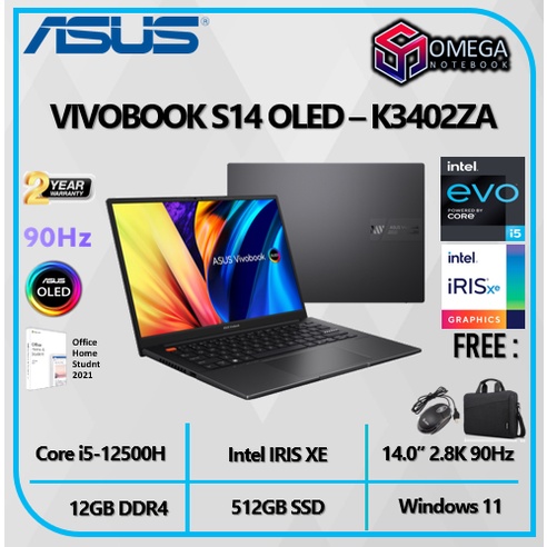 ASUS VIVOBOOK S14 OLED K3402ZA EVO I5 12500H 12GB 512SSD IRISXE W11+OHS 14.0&quot; 2.8K 90Hz