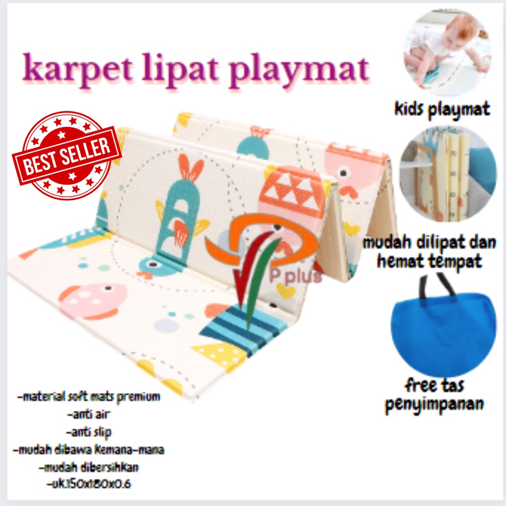 [ Pplus ] Karpet Lipat PlayMate Bayi Karpet Main Anak Matras Lipat Foam Kualitas 150 x 200cm &amp; 180 x 200cm Tikar Bayi TEBAL Murah / Playmat Bayi Karpet Anak Tebal