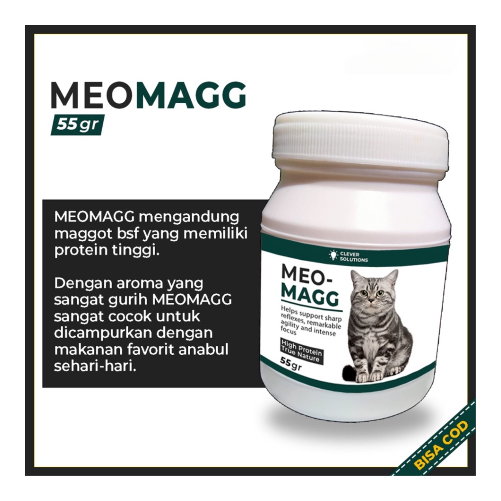 MEOMAGG Maggot Vitamin Pelebat Bulu Kucing Protein Tinggi Penambah Nafsu Makan &amp; Imun Kucing / Anabul [ CS ]