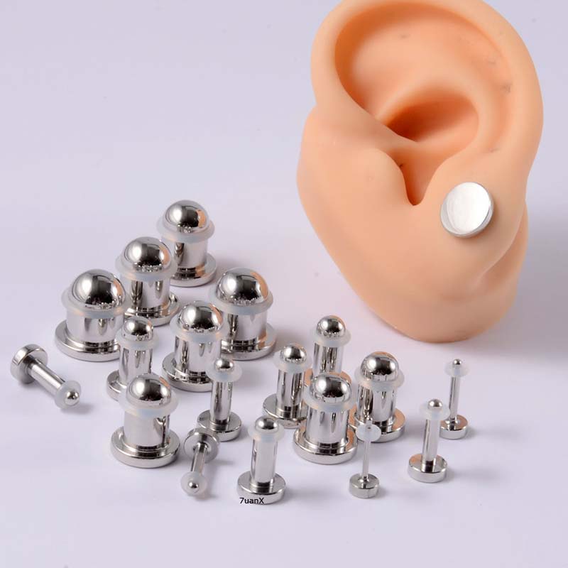 1 Pc Anting Tusuk Model Kepala Flat Bahan Stainless Steel Gaya Punk Ukuran 1-10mm