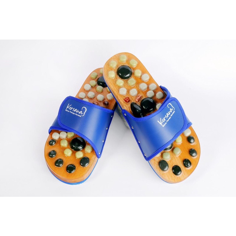 sandal slop pria wanita refleksi kesehatan rematik akupuntur kayu bahan batu sandal slide slipper du