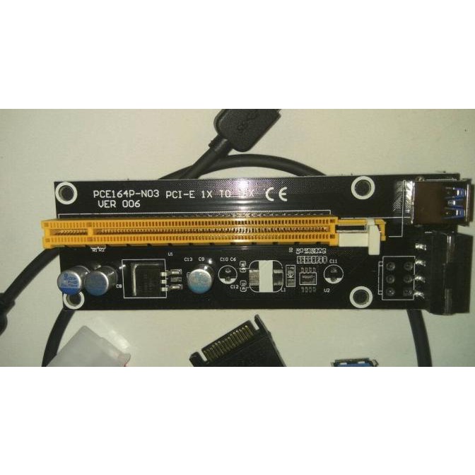 Pcie Riser X1 To X16 Usb 3.0 Bitcoin Altcoin Gpu Mining Miner Molex