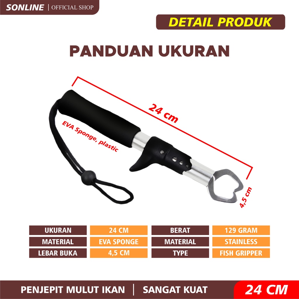 SONLINE Alat Penjepit Mulut ikan Fishing Gripper Stainless Steel Pancing (Bisa Cod)