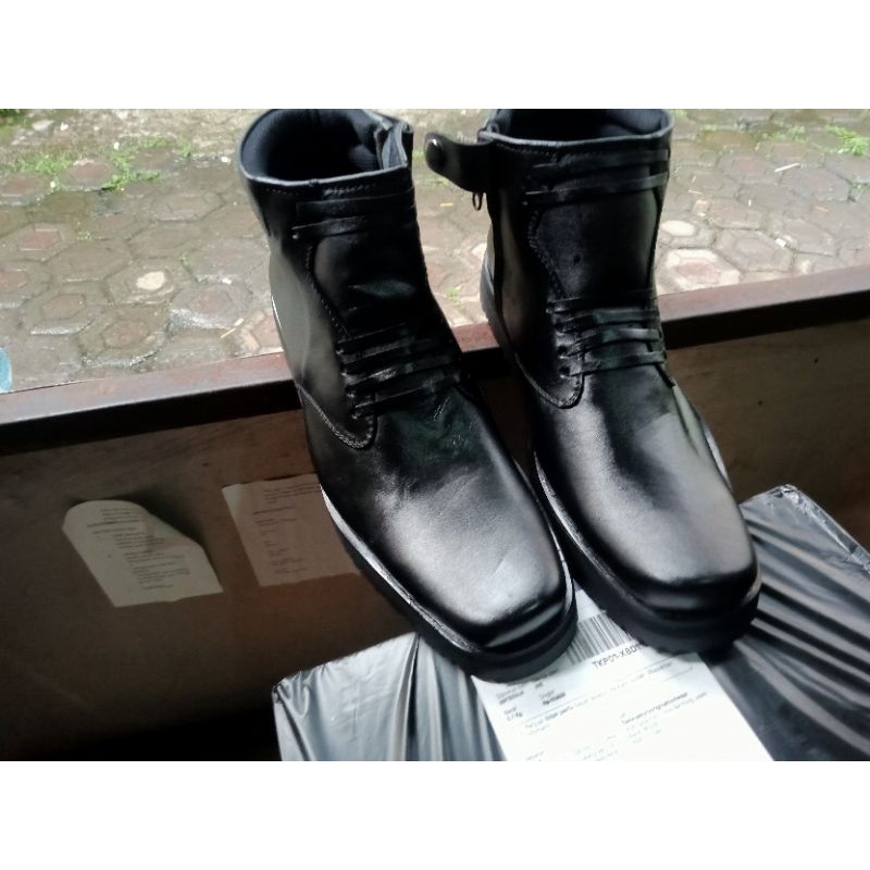 Sepatu PDH kulit asli pria security satpam paskibra dinas polri tni kantoran formal pantofel  safety hitam 39-40-41-42-43 murah original casual terbaru berkualitas 100% sapi