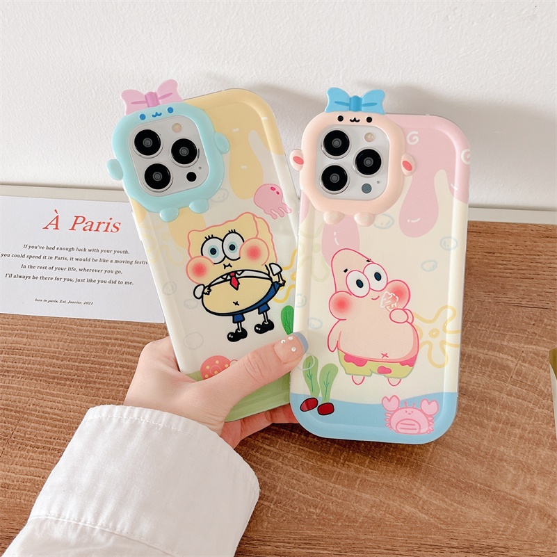 Soft Case Silikon Motif SpongeBob Untuk iPhone 14 13 12 11 Pro Max X Xr Xs Max 7 8 6 6s Plus SE 2020