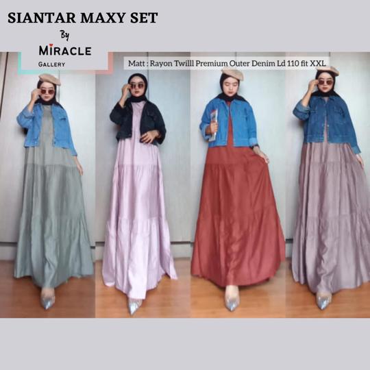 SIANTAR MAXY SET 2IN1 - INER RAYON TWILL OUTER JEANS DENIM / MAXI DRESS SIANTAR SET