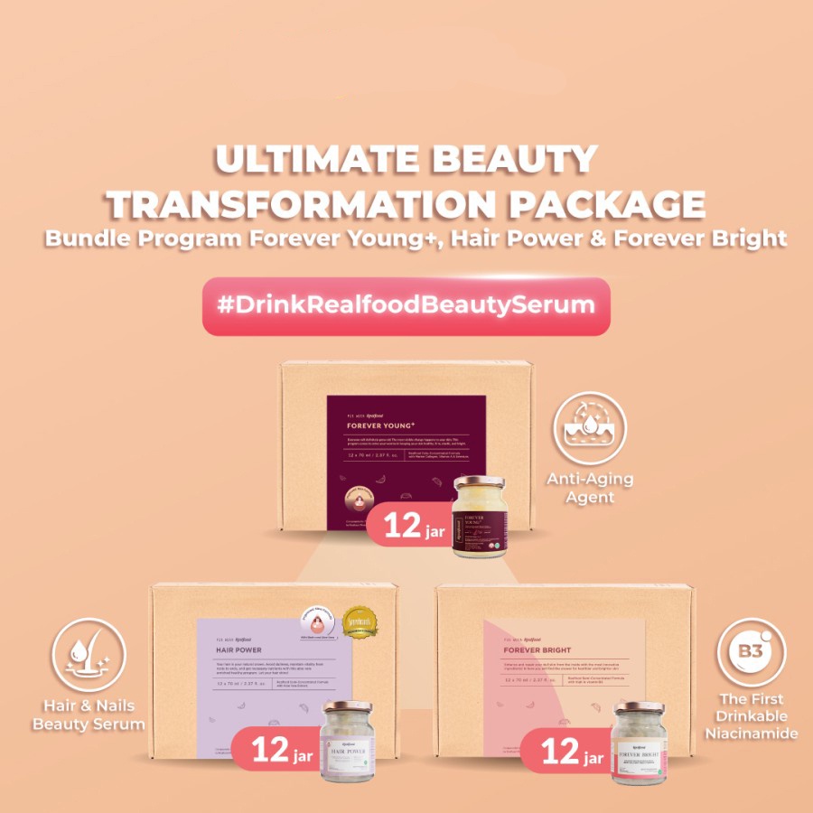 

Realfood Ultimate Beauty Transformation Package Minuman Birdnest Suplemen Kecantikan Skincare