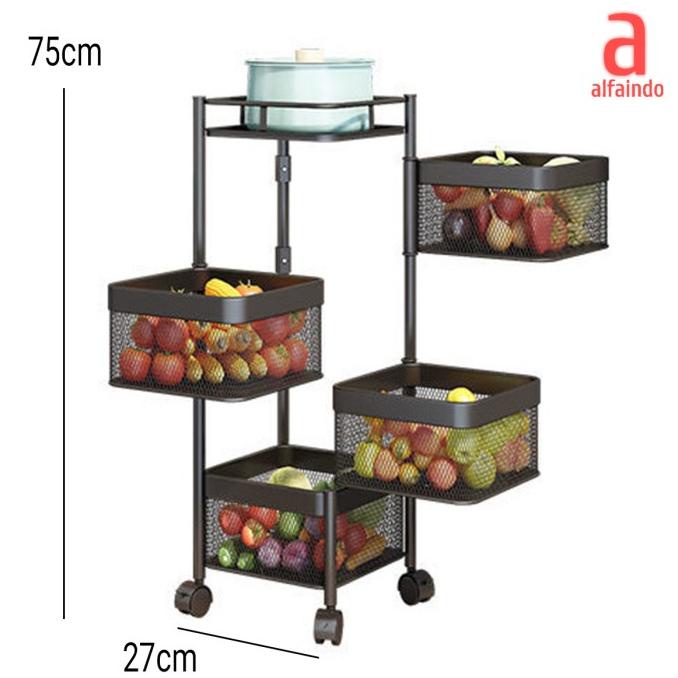 Cadillac Paxton Troli Serbaguna Metal Storage Rack Rak Dapur - Cdlc006