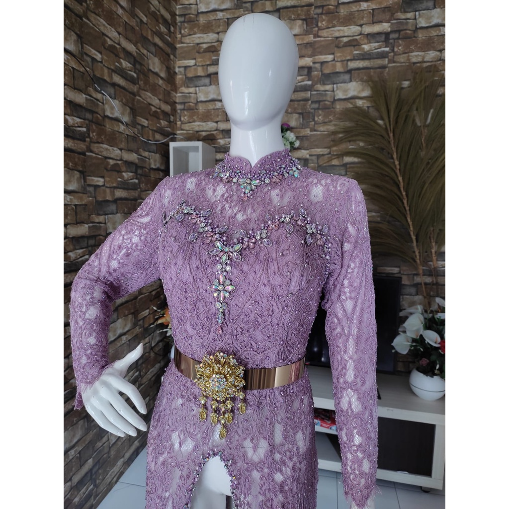 kebaya ungu lilac kancing belakang - full payet