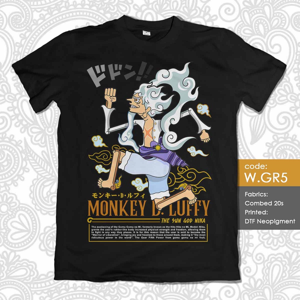 KEMEJA LUFFY GEAR 5 ONE PIECE, JOYBOY SUN GOD NIKA