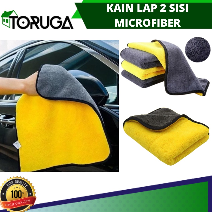 KAIN LAP MOBIL SERBAGUNA MICROFIBER LEMBUT TEBAL 2 WARNA 30 X 30 CM