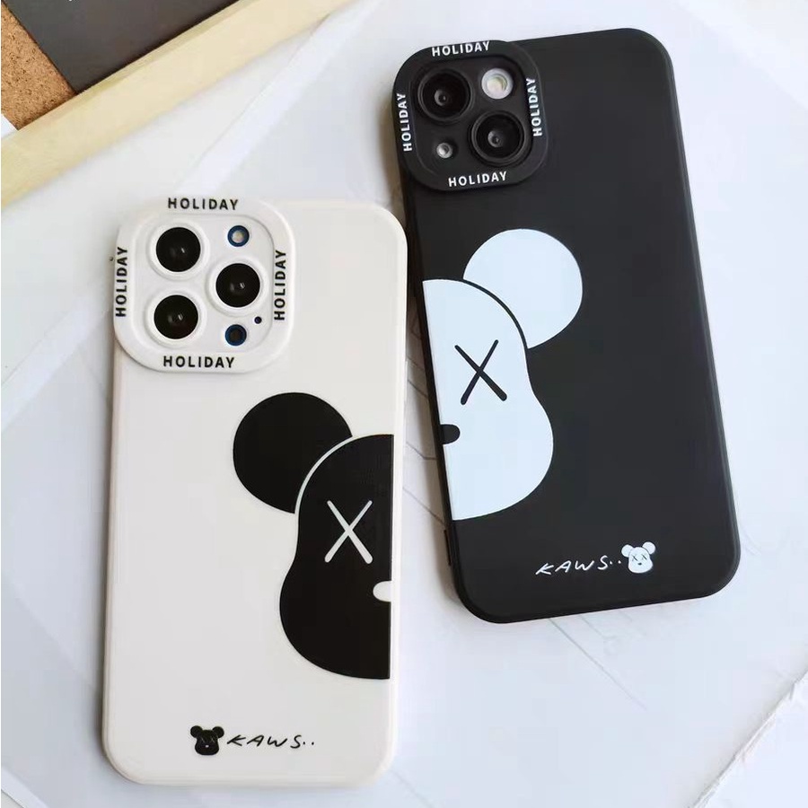 Ins Casing iPhone 14 14pro 14Plus 14prm 13 13pro 13pro 13prm 11 7Plus 8Plus Xr XS 12pro Max Shockproof Motif Beruang Putih
