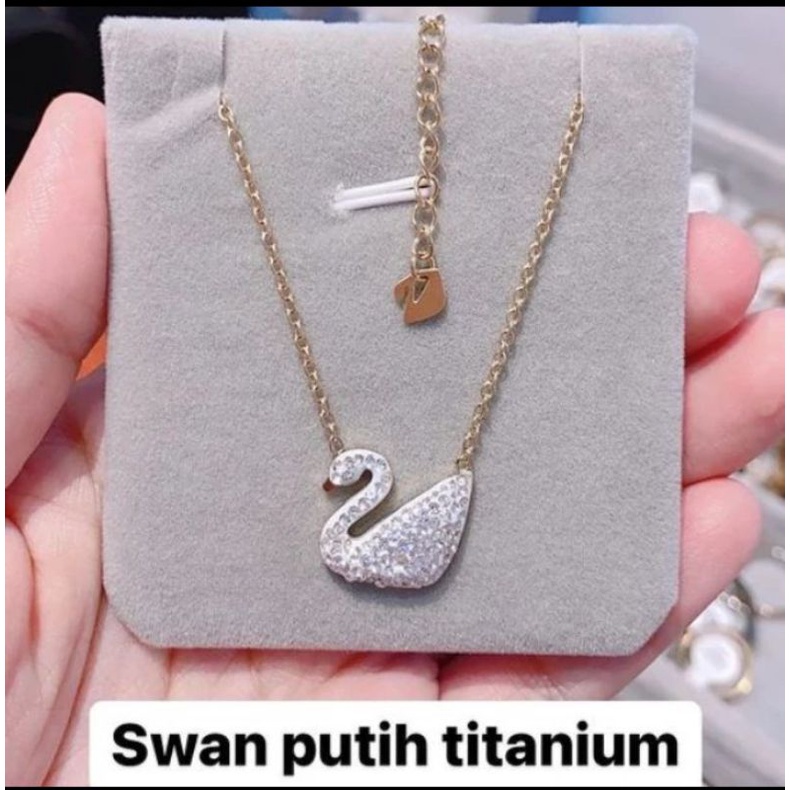 Kalung Titanium liontin angsa anti karat stainless steel