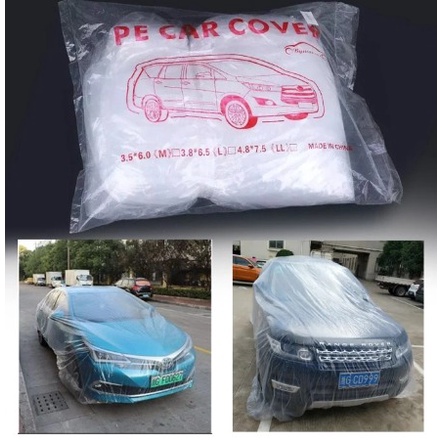 Sarung cover penutup mobil plastik transparan bening anti debu tahan air waterproof lentur elastis tidak gampang sobek rusak pe car cover semua ukuran mobil