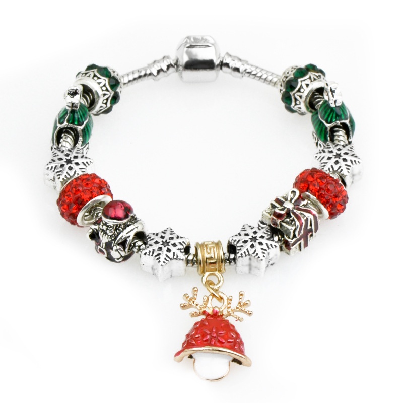 Gelang Tangan alloy diy Aksen Manikmanik Kaca Motif Natal Untuk Wanita