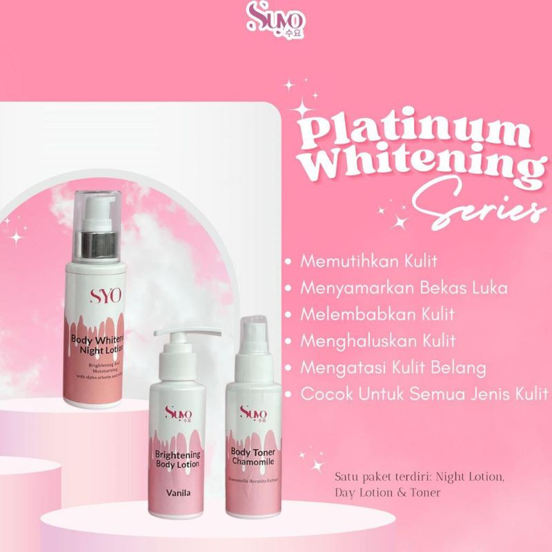 SUYO Platinum whitening series - (hb pagi dan toner bisa request)
