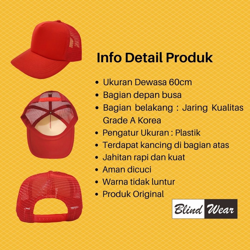 Topi Jaring Trucker Polos Pria Wanita