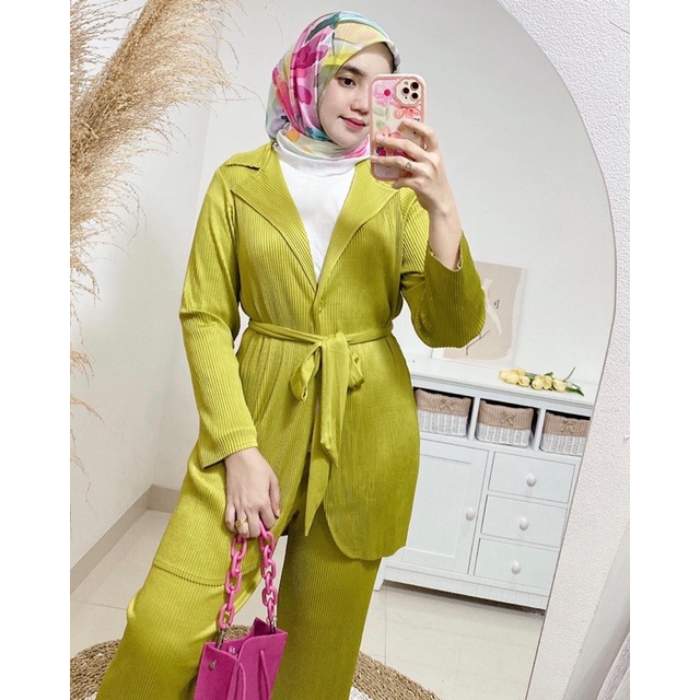 Aurelie pleats set / set kulot &amp; outer blazer