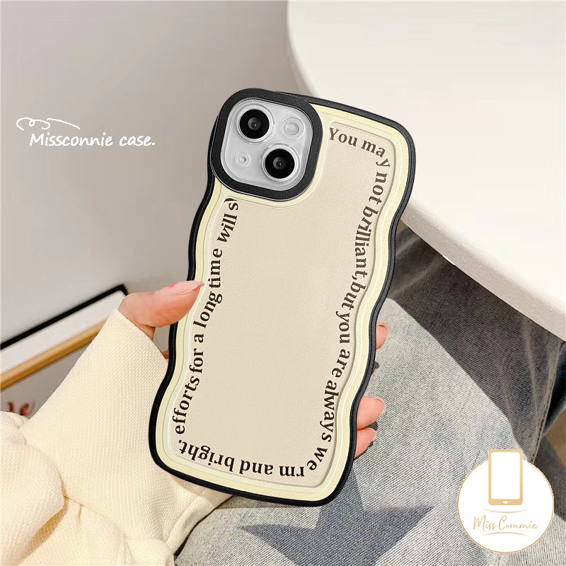 Case Untuk Samsung A04 A12 A04s A03 A32 A04E A13 A14 A53 A51 A50 A50s A03s A30 A52 A21s A22 A20s A11 A20 A31 A52s A23 Korea Simple Huruf Wavy Edge Soft Case Airbag Bulat Ring Stand