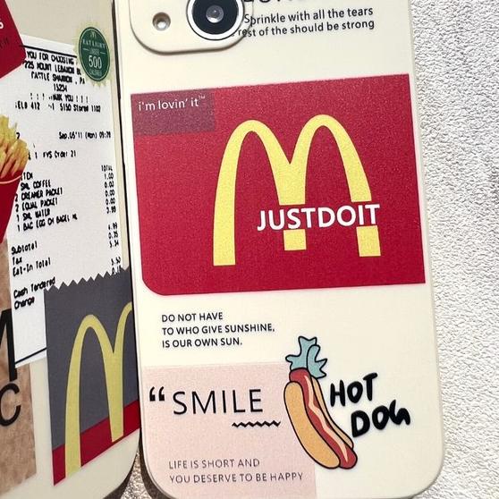 MCD Mcdonald Case Iphone 11 12 13 PRO MAX MINI Casing Lucu Doff Simple - HOT DOG, 11