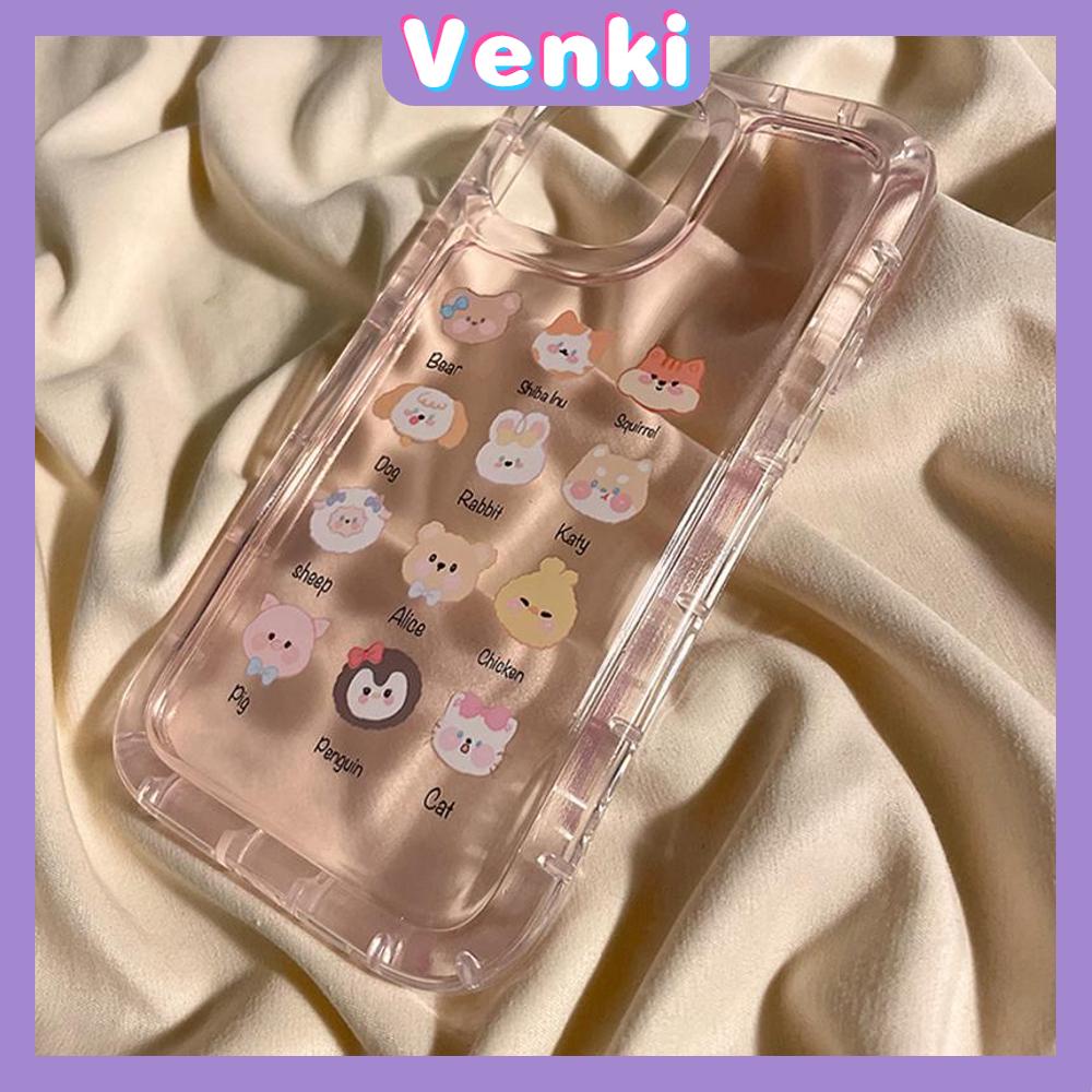 Case For iPhone 14 Pro Max TPU Soft Jelly Airbag Case Clear Pink Cute Animals Case Camera Protection Shockproof For iPhone 14 13 12 11 Plus Pro Max 7 Plus X XR