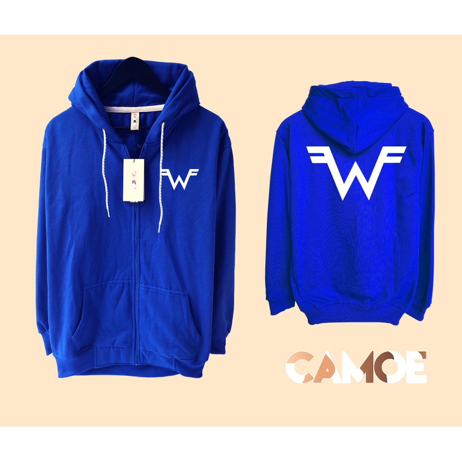 Jaket Hoodie Zipper Weezer Band Logo