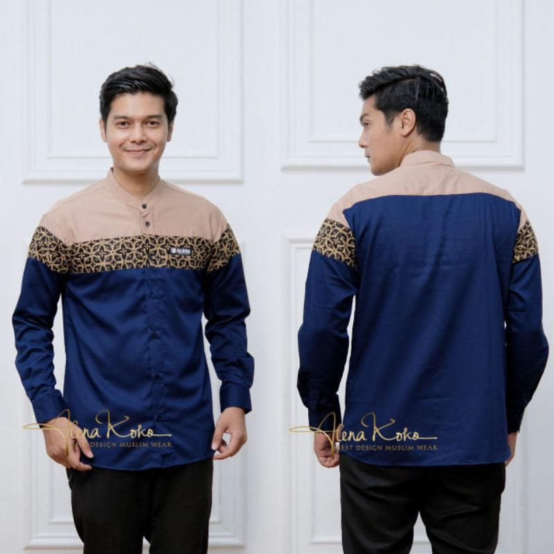 BAJU KEMEJA KOKO PRIA LENGAN PANJANG M L XL TERBARU KOMBINASI BATIK