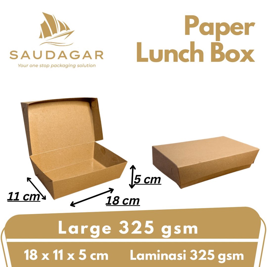 Lunch box paper kraft 325 gsm / kotak makan kertas Large